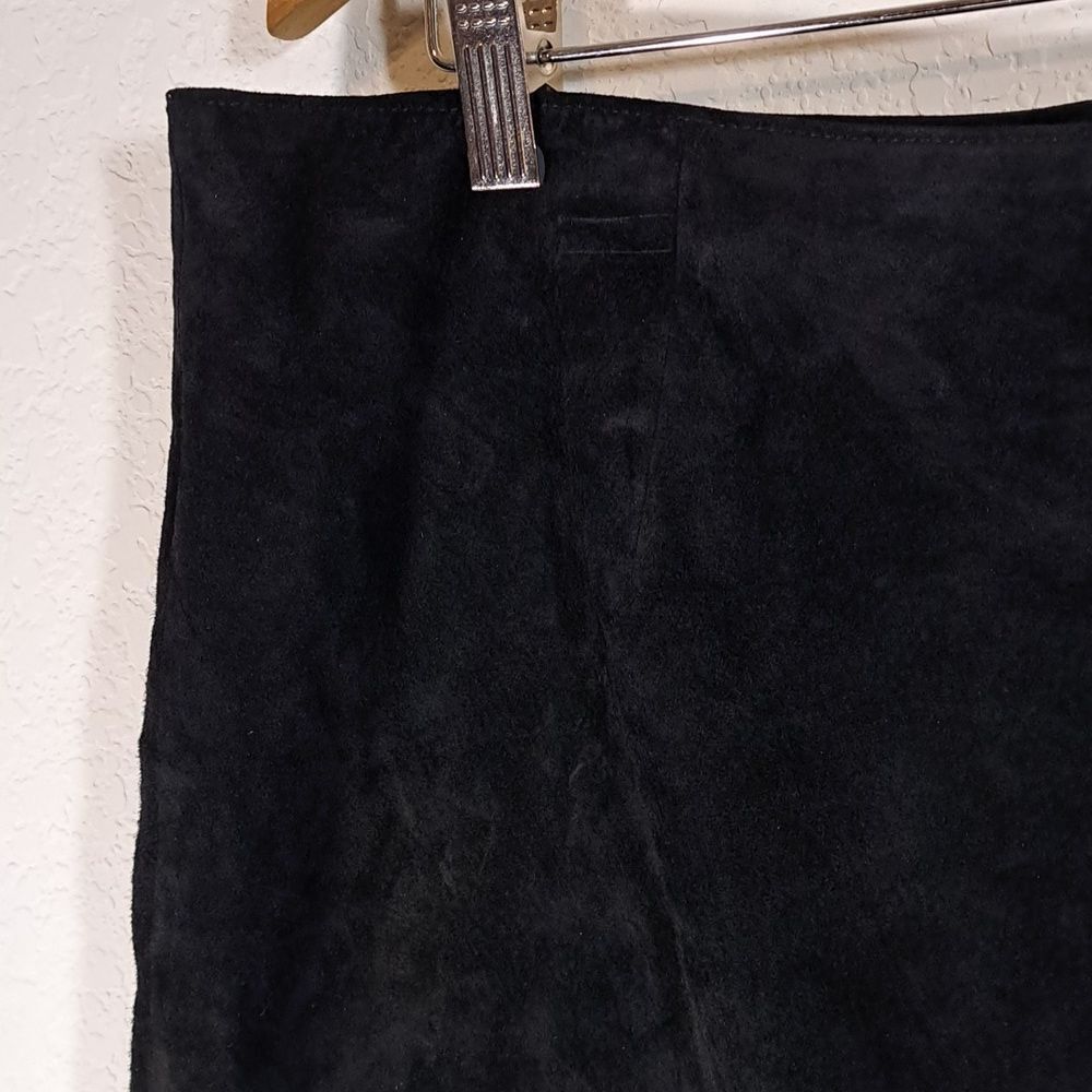 Lord & Taylor Vintage Black Suede Leather Skirt 16 Pencil Fully Lined Back Zip - Picture 5 of 11